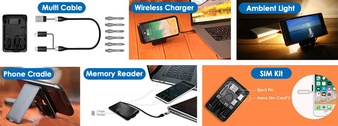 「薄く、軽く、スマートに」絡まった充電ケーブルもすっきり！常備する多機能カード。